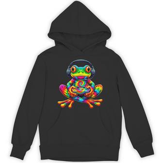 Tie-Dye Frog Gamer Peace Sign Hippie Video Gaming Hoodie - Thegiftio UK