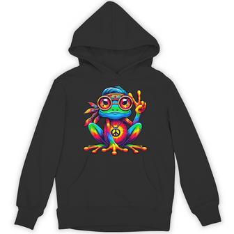 Tie-Dye Hippie Frog Peace Sign 70S Party & 60S Costume Hoodie - Thegiftio UK