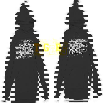 Tigers School Spirit Tiger Pride Yellow Black Tigers Checker Hoodie - Monsterry
