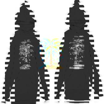 Tropical Christmas Hawaiian Santa Xmas Lights Palm Tree Hoodie - Thegiftio