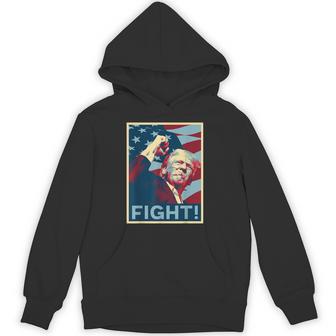 Trump Fight Fist Pump Us Flag Vintage Style Poster 2024 Hoodie | Mazezy