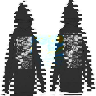 Tuxedo Cat Starry Night Painting Tuxedo Cat Lover Hoodie - Thegiftio