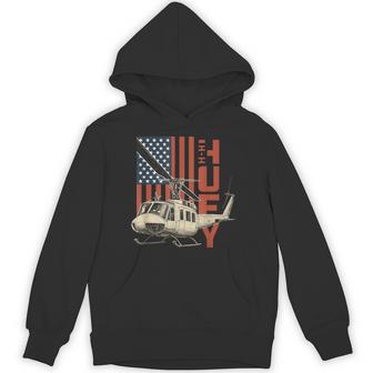 Uh-1 Huey Military Helicopter Aviation American Flag Hoodie | Seseable UK