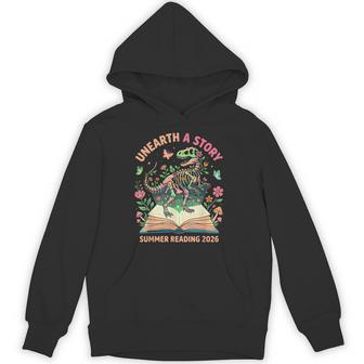 Unearth A Story Summer Library Reading 2026 Dino Skeleton Hoodie - Thegiftio UK