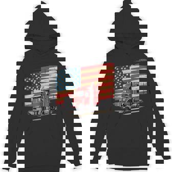 US American Flag Semi Truck Driver 18 Wheeler Trucker Unisex Hoodie | Mazezy