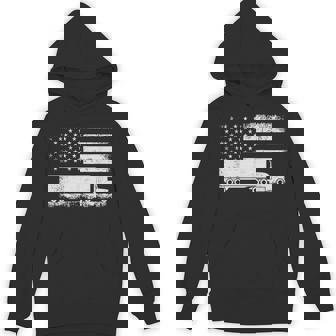 Us American Flag Semi Truck Driver Patriotic Trucker Hoodie - Monsterry