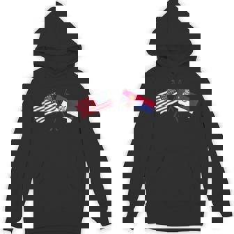 USA Serbia Crossed Flags American Serbian Friendship Unisex Hoodie | Mazezy