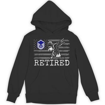 USAF Retired E7 Master Sergeant USA Flag With Eagle Tank Top Unisex Hoodie | Mazezy