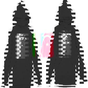 Uzbekistan Turkey Half Flag Turkiye Uzbek Turkish Heritage Unisex Hoodie | Mazezy