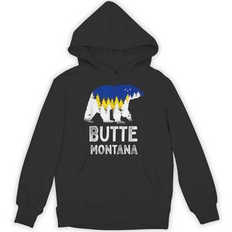 Vintage Butte Montana Grizzly Bear MT Vacation Unisex Hoodie | Mazezy