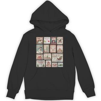 Vintage Christmas Stamps Holiday Party Festive Winter Hoodie - Thegiftio UK