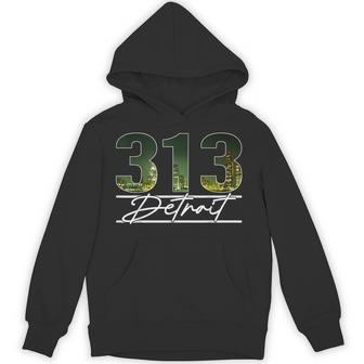 Vintage Detroit Michigan 313 Area Code Skyline Hoodie | Mazezy
