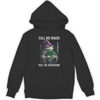 Vintage Frog Call Me Magic Cuz I Be Gathering Wizard Hoodie - Thegiftio UK