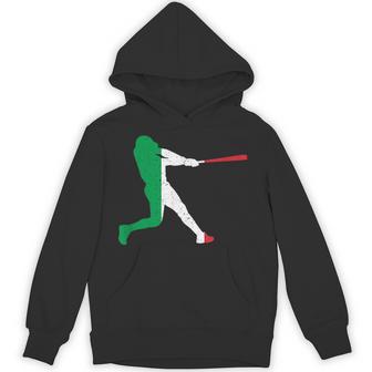 Vintage Italy Flag In Baseball Player Silhouette Hoodie - Thegiftio UK