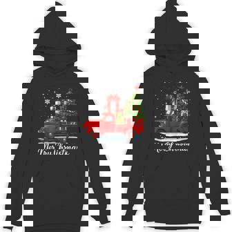 Vintage Merry Christmas Red Truck Xmas Tree Boys Men Hoodie - Thegiftio