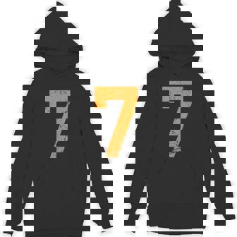 Vintage Orange Sports Team Number 7 Unisex Hoodie | Mazezy
