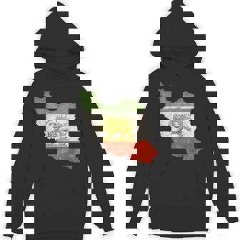 Vintage Persia Lion And Sun Flag Iran Map Heritage Hoodie - Monsterry