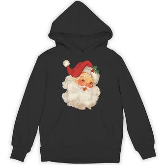Vintage Retro Jolly Santa Claus Face Christmas Pajamas Hoodie | Seseable UK