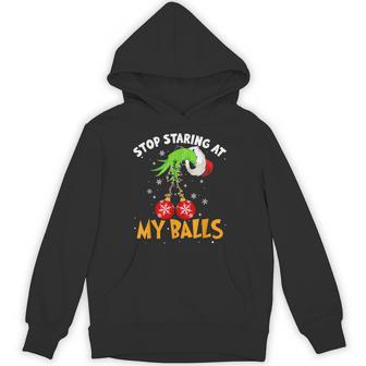 Vintage Retro Stop Staring At My Balls Christmas Xmas Hoodie - Thegiftio UK