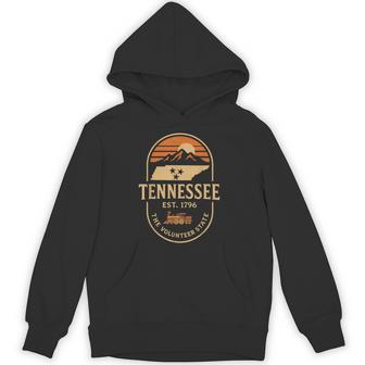 Vintage Tn Tennessee Est 1796 Orange Usa Flag Smoky Souvenir Hoodie - Seseable
