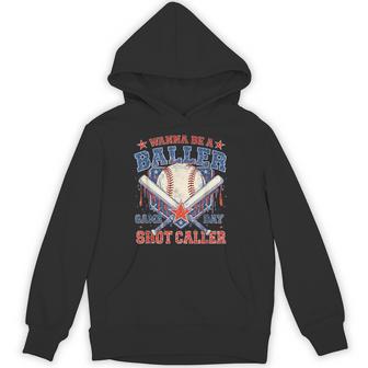 Wanna Be A Baller Shot Caller Baseball Game Day Hoodie - Thegiftio UK