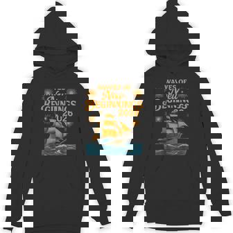 Waves Of New Beginnings 2026 Retro Vintage Ship Art Unisex Hoodie | Mazezy