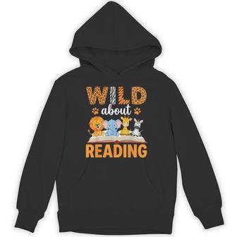 Wild About Reading Reading Books Lovers Reader Librarian Hoodie - Thegiftio UK