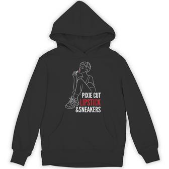 Women's Pixie Cut Lipstick And Sneakers Quote Daughter Hoodie - Thegiftio UK