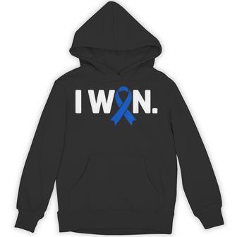 I Won Survivor Colorectal Colon Cancer Awareness Blue Ribbon Hoodie - Thegiftio UK