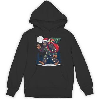 Xmas Sasquatch Christmas Adventure Holiday Tree Lights Fun Hoodie - Thegiftio UK
