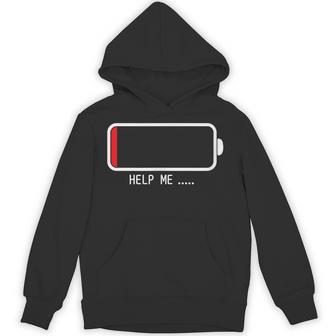 「 Help Me バッテリー 電池切れ」おもしろ 筆文字！服 面白い文字入り パーカー - Kawaiitshirt