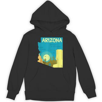 アリゾナ州の地図、モダンな抽象的なアリゾナ砂漠、サボテン パーカー - Kawaiitshirt