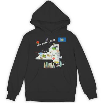 ニューヨーク州地図 観光地 都市 旗 パーカー - Kawaiitshirt
