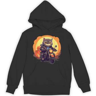 バイカー エキゾチック ショートヘア 猫 乗馬 オートバイ パーカー - Kawaiitshirt