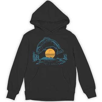 バスフィッシュ サンセットムーン ヴィンテージ 釣り フィッシャーマン アングラー ギフト パーカー - Kawaiitshirt