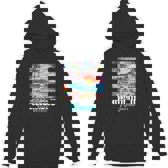 ホノルル ハワイ ハワイアン 波 ビーチ 夏 サーフィン レトロ 長袖tシャツ パーカー - Kawaiitshirt