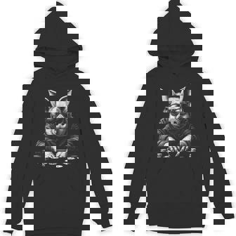 ポーカーで遊ぶ豚 面白い ブラック グラフィック パーカー - Kawaiitshirt