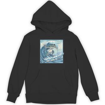 両生類サーファー 日本の波 アート サーフィン カエル パーカー - Kawaiitshirt