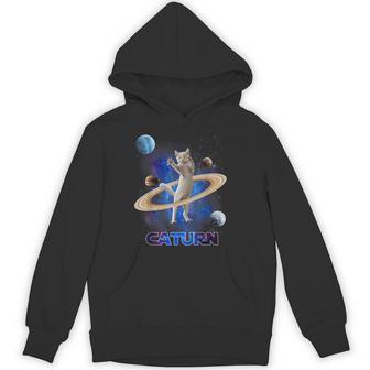 宇宙の土星猫土星ギャラクシー面白い子猫猫の恋人 パーカー - Kawaiitshirt