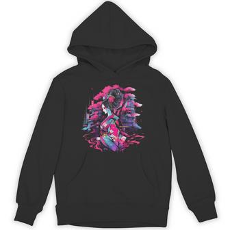 桜と芸者、サイバーパンク・イラストレーション パーカー - Kawaiitshirt