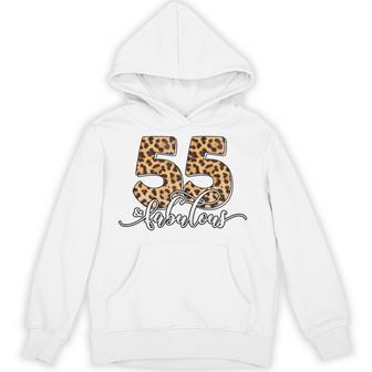 55 And Fabulous Birthday 55 Years Old 55Th Birthday Leopard Hoodie - Thegiftio UK