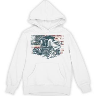 American Flag Combine Harvester Farming Patriotic Farmer Hoodie - Monsterry