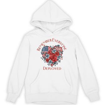American Flag Patriotic Flowers Deployed RED Friday Military Tank Top Unisex Hoodie | Mazezy