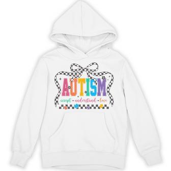 Autism Awareness Accept Understand Love Checkered Bow Hoodie | Seseable UK