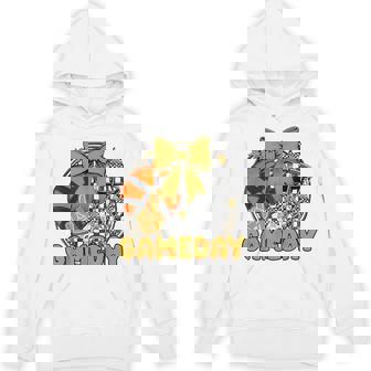 Basketball Game Day Go Cheer Team Gold Coquette Cheerleader Unisex Hoodie | Mazezy