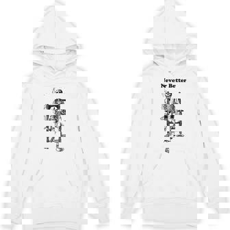 Never Better Vintage Pipe Smoking Halloween Skeleton Unisex Hoodie | Mazezy