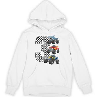 Birthday 3 Year Old Boys 3Rd Party Monster Truck Hoodie - Thegiftio UK