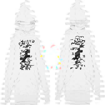 Black Crow F-Caw-F Retro Christmas Lights Santa Hat Hoodie - Thegiftio