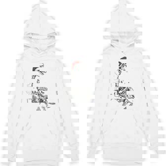 Brontosaurus Skeleton Christmas Coffee Fossil Santa Hat Unisex Hoodie | Mazezy