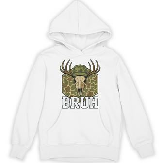 Bruh Camo Deer Hunting Elk Skull Buck Youth Boy Teen Unisex Hoodie | Mazezy